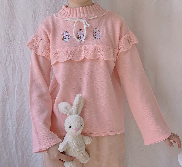 women's sweaters harajuku kawaii teens girl knitted sweater japan sweet pink jumper femme pull lolita half high collar cute bear bandag, White;black
women's sweaters harajuku kawaii teens girl knitted sweater japan sweet pink jumper femme pull lolita half high collar cute bear bandag, White;black