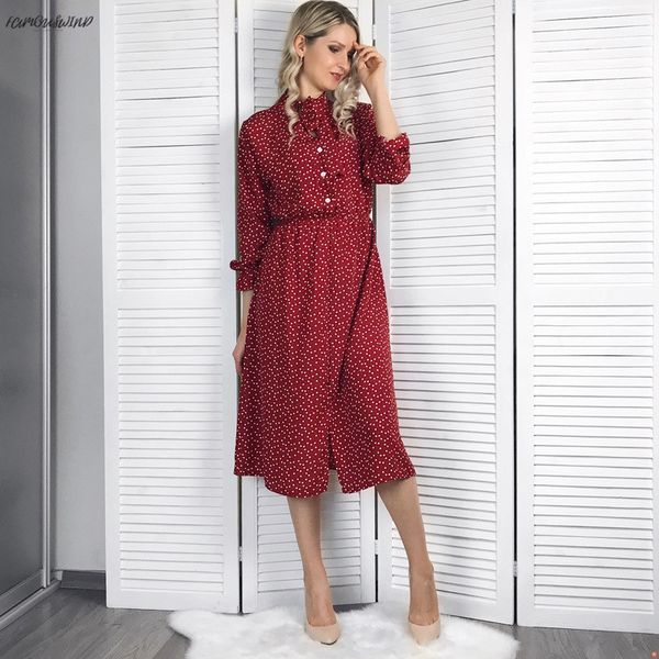 stand elegant collar polka dot chiffon women dress flare sleeve side women female dress 2019 spring polka dot split midi vestidos, Black;gray
stand elegant collar polka dot chiffon women dress flare sleeve side women female dress 2019 spring polka dot split midi vestidos, Black;gray