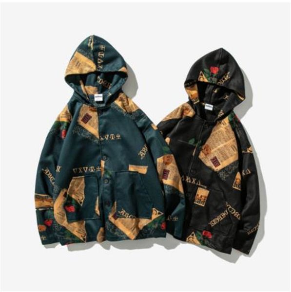 mens new desinger retro jackets long sleeve hooded floral newspaper print fashion style homme clothing casual apparel, Black;brown
mens new desinger retro jackets long sleeve hooded floral newspaper print fashion style homme clothing casual apparel, Black;brown