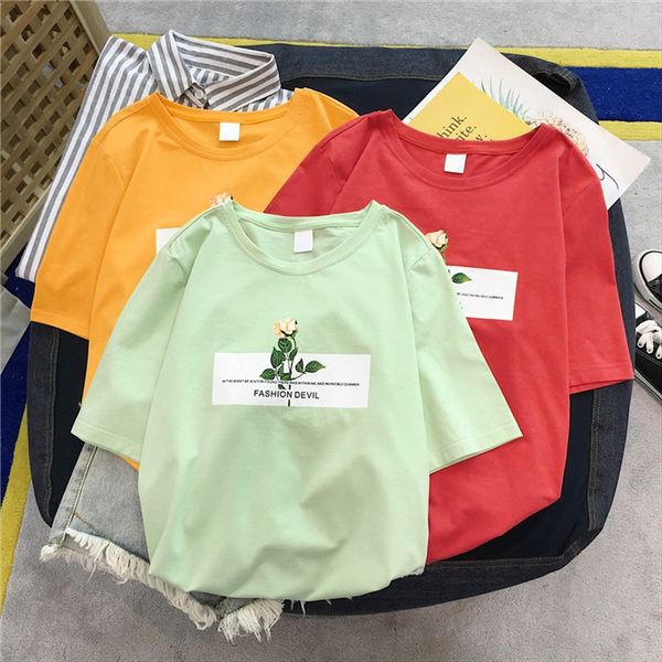 2020 students' casual t-shirt short-sleeved cloth cotton cloth cotton printed women's loose large size women's t-shirt, White
2020 students' casual t-shirt short-sleeved cloth cotton cloth cotton printed women's loose large size women's t-shirt, White