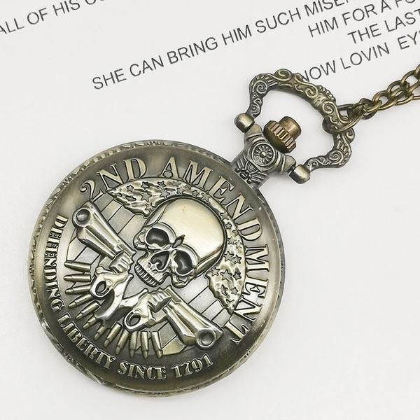 vintage defending liberty since 1791 2nd amendment gun skull quartz pocket watch necklace mens women fob watch gifts, Slivery;golden
vintage defending liberty since 1791 2nd amendment gun skull quartz pocket watch necklace mens women fob watch gifts, Slivery;golden