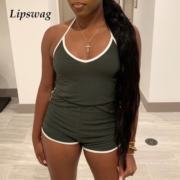 summer halter rib knit playsuits jumpsuit women bandage sleeveless rompers overalls casual patchwork sport bodysuit pajamas, Black;white
summer halter rib knit playsuits jumpsuit women bandage sleeveless rompers overalls casual patchwork sport bodysuit pajamas, Black;white