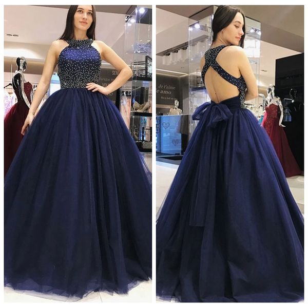 elegant evening dresses jewel neck a-line navy blue prom dresses major beading sweep train hollow back vestido de festa, Black
elegant evening dresses jewel neck a-line navy blue prom dresses major beading sweep train hollow back vestido de festa, Black