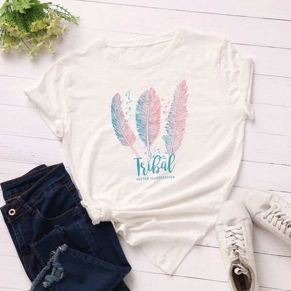 gumprun women clothes 2019 fashion cotton t shirt feather print short sleeve plus size t shirt ladies streetwear casual tshirt, White
gumprun women clothes 2019 fashion cotton t shirt feather print short sleeve plus size t shirt ladies streetwear casual tshirt, White