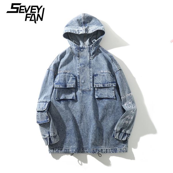 seveyfan vintage embroidery denim jackets men's multi pockets functional denim jackets hip hop pullover hooded coat streetwear, Black;brown
seveyfan vintage embroidery denim jackets men's multi pockets functional denim jackets hip hop pullover hooded coat streetwear, Black;brown