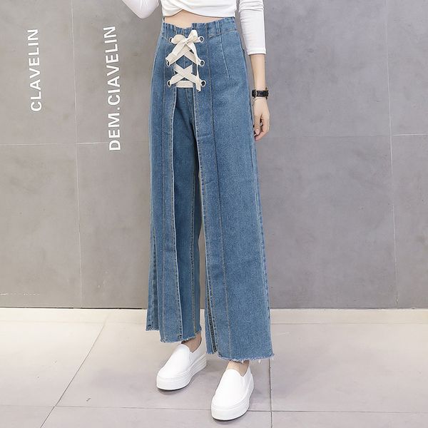 new fashion women wide leg jeans 2018 high waist loose denim pants harajuku lace up pants, Blue
new fashion women wide leg jeans 2018 high waist loose denim pants harajuku lace up pants, Blue
