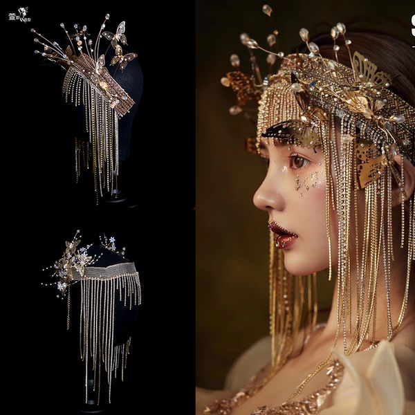 luxury bride's headdress golden tassels butterfly soft hair hoop flash drill tiara creative dance wedding hair jewelry, Golden;white
luxury bride's headdress golden tassels butterfly soft hair hoop flash drill tiara creative dance wedding hair jewelry, Golden;white