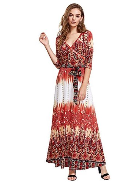 milumia women's bohemian 3/4 sleeve faux wrap maxi dress, Black;gray
milumia women's bohemian 3/4 sleeve faux wrap maxi dress, Black;gray