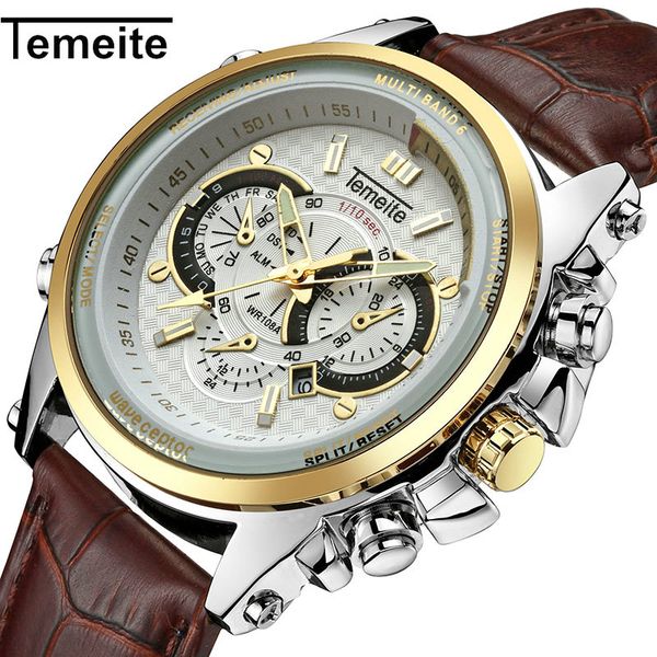temeite sports casual quartz watch men brown leather strap sub-dials decoration luminous hands fashion calendar wrist watches, Slivery;brown
temeite sports casual quartz watch men brown leather strap sub-dials decoration luminous hands fashion calendar wrist watches, Slivery;brown