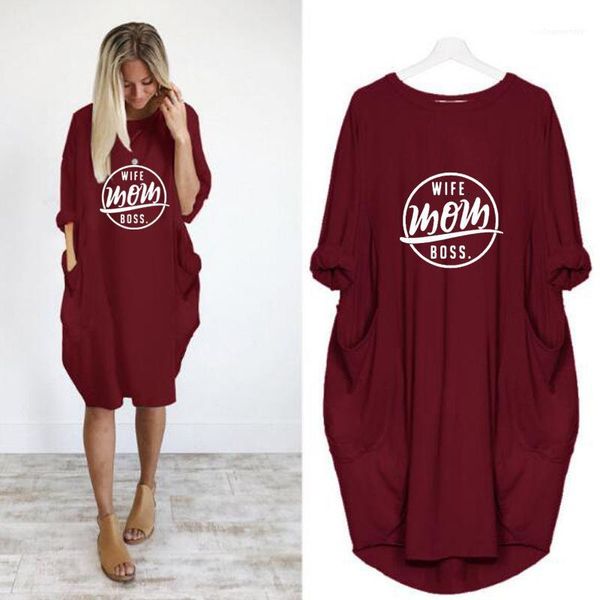 womens designer tshirt dresses wife mom boss letter print summer dress fashion ladies casual female clothing loose, Black;gray
womens designer tshirt dresses wife mom boss letter print summer dress fashion ladies casual female clothing loose, Black;gray