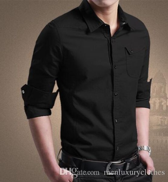 mens slim fit designer dress shirts fashion business male shirt long sleeved stand collar, White;black
mens slim fit designer dress shirts fashion business male shirt long sleeved stand collar, White;black