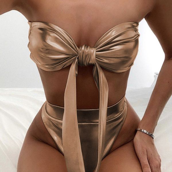 2020 tie up bathing suit women two-piece suits gold bikini high waist push up swimsuit retro swimwear women, White;black
2020 tie up bathing suit women two-piece suits gold bikini high waist push up swimsuit retro swimwear women, White;black
