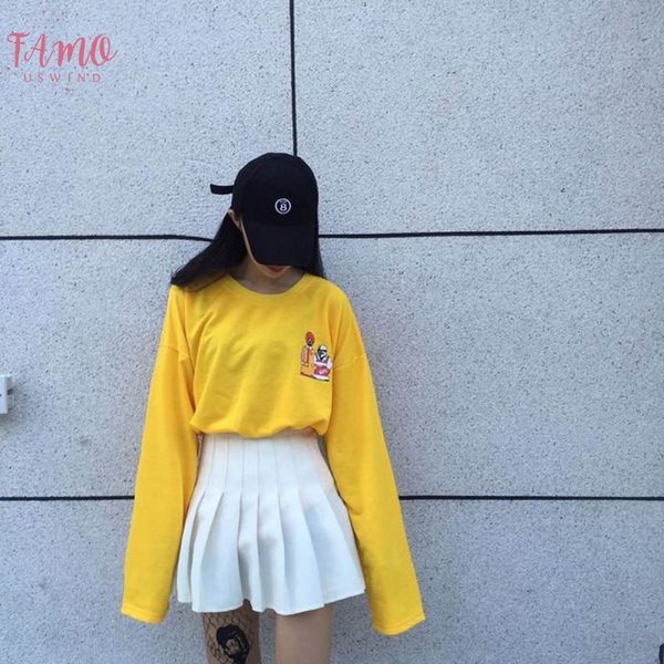 2019 spring fanny girls t shirts harajuku t shirt women long sleeve cartoon print yellow, White
2019 spring fanny girls t shirts harajuku t shirt women long sleeve cartoon print yellow, White