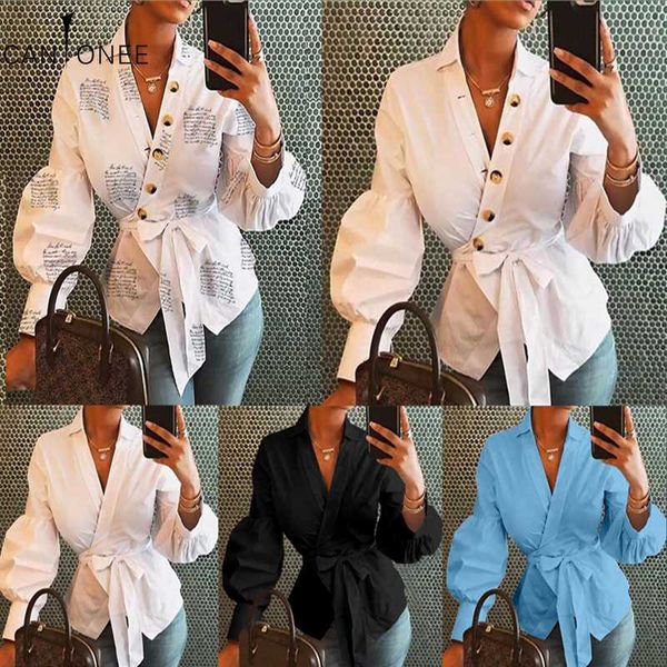 women's letters print blouse shirt lantern long sleeve cardigans office lady autumn v neck button belt blusa 2020 t206, White
women's letters print blouse shirt lantern long sleeve cardigans office lady autumn v neck button belt blusa 2020 t206, White