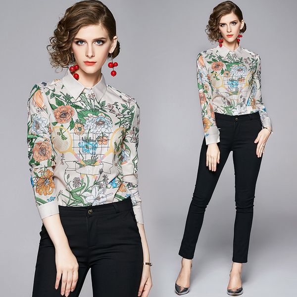 women's blouses & shirts winter european and american fashion wild waist was thin positioning printing shirt, White
women's blouses & shirts winter european and american fashion wild waist was thin positioning printing shirt, White