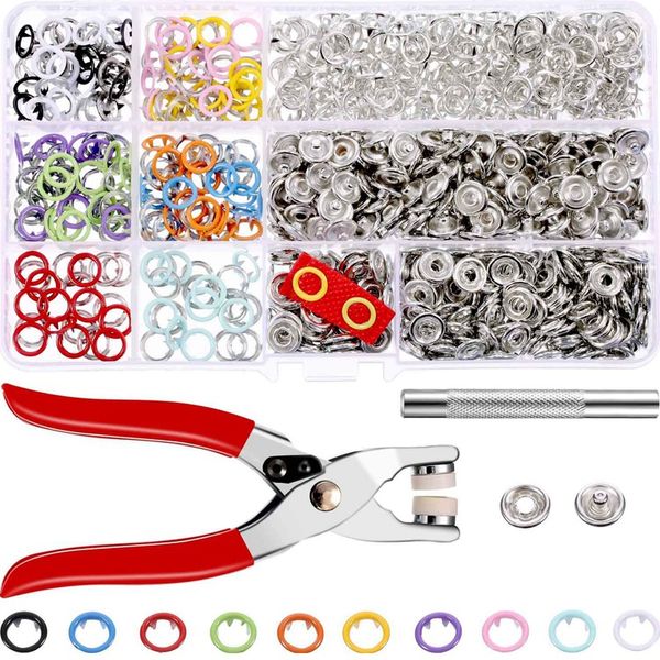 

hlzs-200 sets snap buttons rompers snaps craft pliers tool prong buckle metal ring button snaps sewing craft 9.5mm, 10 colors