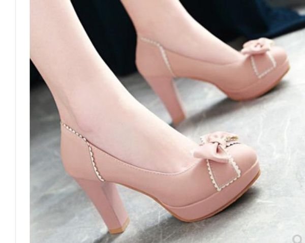 2019 women's shoes in spring and autumn with new style high heel coarse heel round head bowknot waterproof table @300, Black
2019 women's shoes in spring and autumn with new style high heel coarse heel round head bowknot waterproof table @300, Black