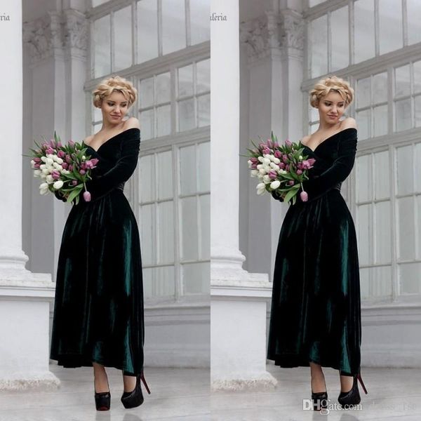 simple dark green velvet a line prom dresses off shoulder ankle length long sleeves split formal dress evening gowns party gowns, Black
simple dark green velvet a line prom dresses off shoulder ankle length long sleeves split formal dress evening gowns party gowns, Black