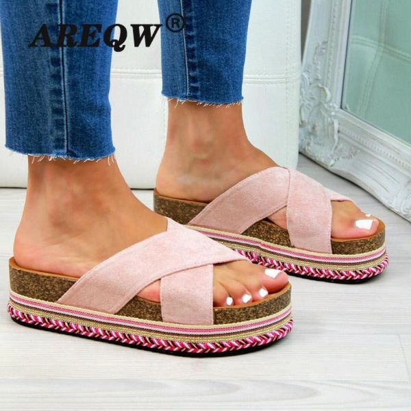 sandals platform women summer sandal mid-heel soft bottom comfortable female casual beach shoes, Black