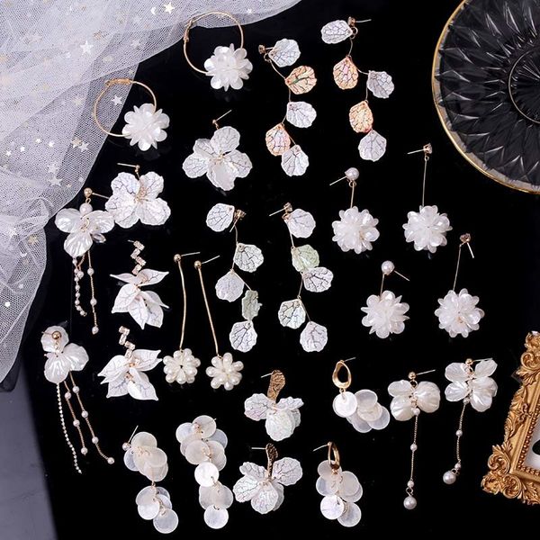 korean style fashion white pearl acrylic drop earrings for women trendy crack shell long hanging earring wedding party jewelry, Silver 
korean style fashion white pearl acrylic drop earrings for women trendy crack shell long hanging earring wedding party jewelry, Silver