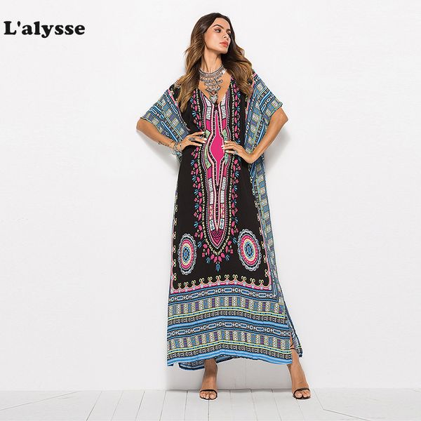 lalysse women summer dress south american printing v-neck casual fashion dress robe beach bohemian robe de dames, Black;gray
lalysse women summer dress south american printing v-neck casual fashion dress robe beach bohemian robe de dames, Black;gray