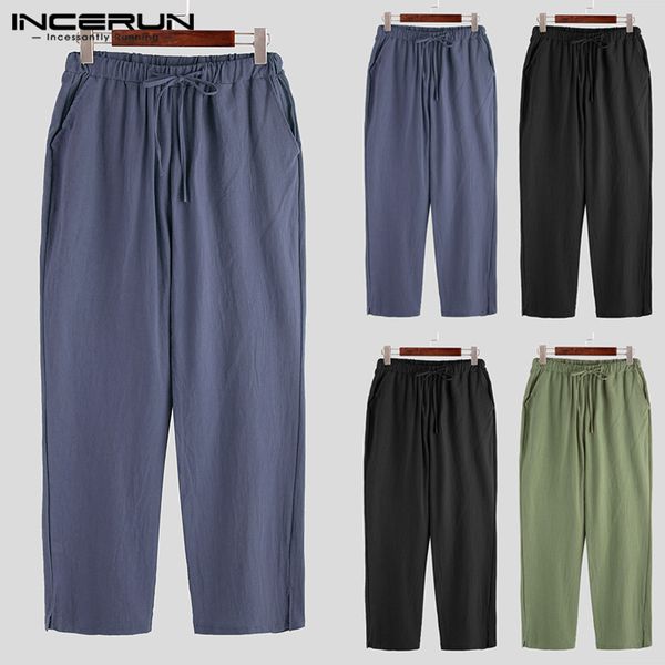 incerun men straight-leg pure color lacing pants cotton slim street style pockets trousers baggy breathable men's pant plus size, Black
incerun men straight-leg pure color lacing pants cotton slim street style pockets trousers baggy breathable men's pant plus size, Black