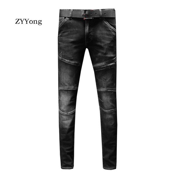 zyyong standard straight black gray jeans men's business casual style classic style motorcycle fashion denim trousers men, Blue
zyyong standard straight black gray jeans men's business casual style classic style motorcycle fashion denim trousers men, Blue