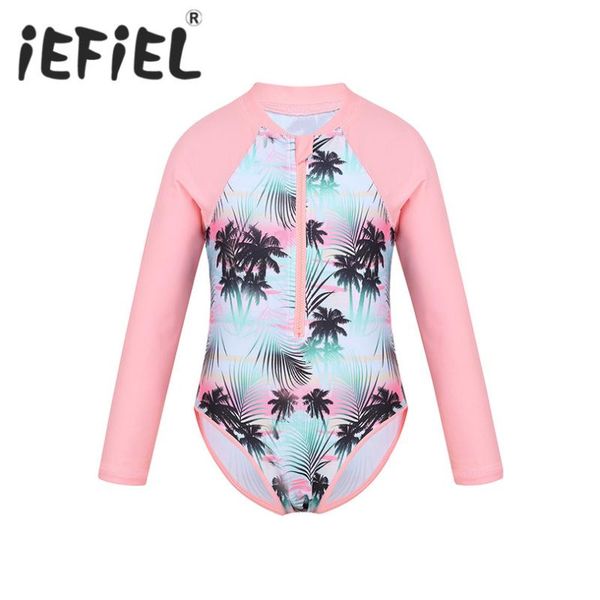 fashion little kids girls one-piece long sleeves palm printed zippered swimsuit swimwear bathing suit rash guard outfits set, White
fashion little kids girls one-piece long sleeves palm printed zippered swimsuit swimwear bathing suit rash guard outfits set, White