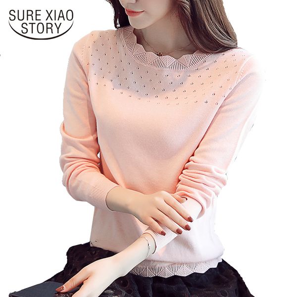 2018 autumn winter women sweater blouse women fashion long sleeved shirt office lady hollow pink blue d224 30, White
2018 autumn winter women sweater blouse women fashion long sleeved shirt office lady hollow pink blue d224 30, White