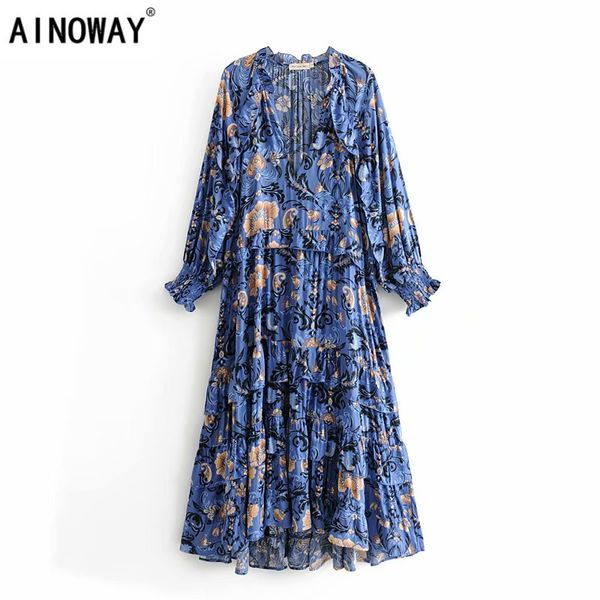 vintage chic women floral print flare sleeve rayon cotton bohemian maxi dress ladies v-neck lace-up ruffles boho vestidos, Black;gray
vintage chic women floral print flare sleeve rayon cotton bohemian maxi dress ladies v-neck lace-up ruffles boho vestidos, Black;gray