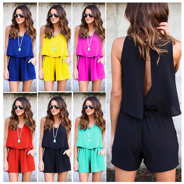 summer women solid shorts sleeve beach chiffon casual sun playsuit jumpsuit, Black;white
summer women solid shorts sleeve beach chiffon casual sun playsuit jumpsuit, Black;white