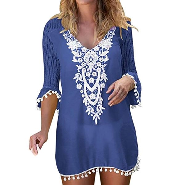 swimwear woman one piece dress women pom pom trim tassel lace crochet swimwear beach dress cover up stroje kapielowe, Blue;gray
swimwear woman one piece dress women pom pom trim tassel lace crochet swimwear beach dress cover up stroje kapielowe, Blue;gray