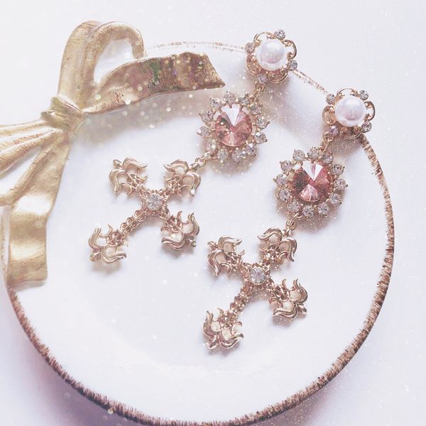 ears high korean fashion women cross drop earrings barque style shiny rhinestone crystal simulated pearl girl vintage jewelry, Silver
ears high korean fashion women cross drop earrings barque style shiny rhinestone crystal simulated pearl girl vintage jewelry, Silver