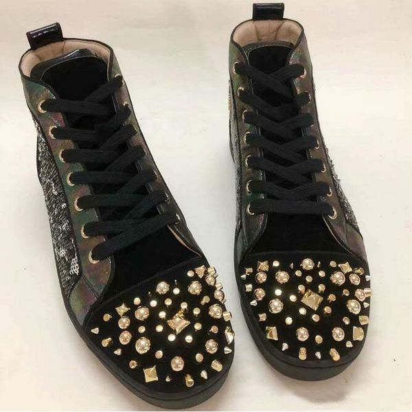 fashion elegant spikes high red bottom black glitter orlato mens patent leather sneakercasual walking leisure trainer footwear 35-46
fashion elegant spikes high red bottom black glitter orlato mens patent leather sneakercasual walking leisure trainer footwear 35-46