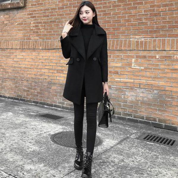 2019 autumn winter new womens fashion double-breasted medium long woolen cloth coats high street females casual black overcoat
2019 autumn winter new womens fashion double-breasted medium long woolen cloth coats high street females casual black overcoat