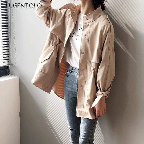 lugentolo women trench spring autumn coat single-breasted loose standing collar solid simple temperament new loose trench, Tan;black
lugentolo women trench spring autumn coat single-breasted loose standing collar solid simple temperament new loose trench, Tan;black