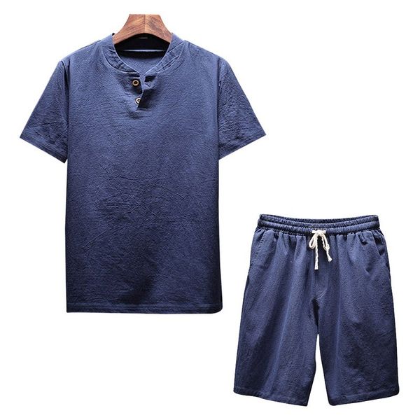 calofe men fashion set summer short sleeve v-neck button cotton drawstring knee short pants casual male suit 4xl 5xl, Gray
calofe men fashion set summer short sleeve v-neck button cotton drawstring knee short pants casual male suit 4xl 5xl, Gray