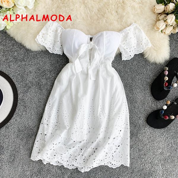 alphalmoda new strapless white dress v-neck padded stretchy back women summer off-shoulder fairy mini vestidos, White;black
alphalmoda new strapless white dress v-neck padded stretchy back women summer off-shoulder fairy mini vestidos, White;black