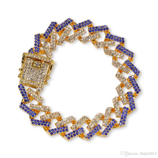 personality 8inch 15mm hip hop/punk men's bracelets bling iced out cubic zircon miami curb cuban link chain bracelet jewelry gifts whol, Golden;silver 
personality 8inch 15mm hip hop/punk men's bracelets bling iced out cubic zircon miami curb cuban link chain bracelet jewelry gifts whol, Golden;silver