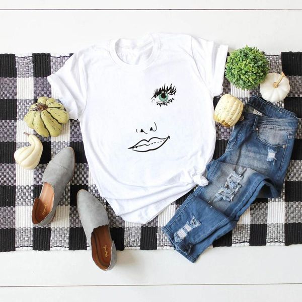 women's t-shirt 2021 women summer short sleeve fashion abstract face print t shirt o-neck casual ladies tee creative clothes xxxxxl, White 
women's t-shirt 2021 women summer short sleeve fashion abstract face print t shirt o-neck casual ladies tee creative clothes xxxxxl, White