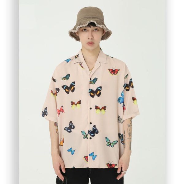 men summer new loose butterfly print casual short sleeve shirt men streetwear hip hop vintage beach shirt, White;black
men summer new loose butterfly print casual short sleeve shirt men streetwear hip hop vintage beach shirt, White;black