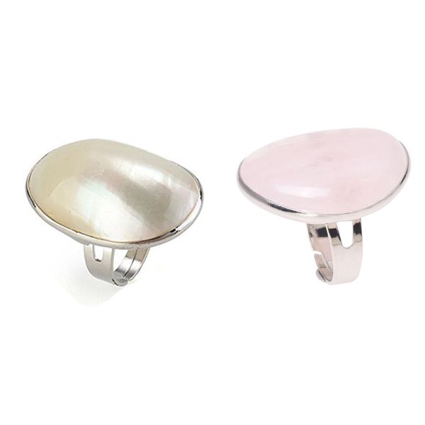 2 pcs lady rings: 1 pcs rose quartz heart love adjustable ring 1.4x1.1 inch & 1 ring adjustable finger of pearl oval de
2 pcs lady rings: 1 pcs rose quartz heart love adjustable ring 1.4x1.1 inch & 1 ring adjustable finger of pearl oval de