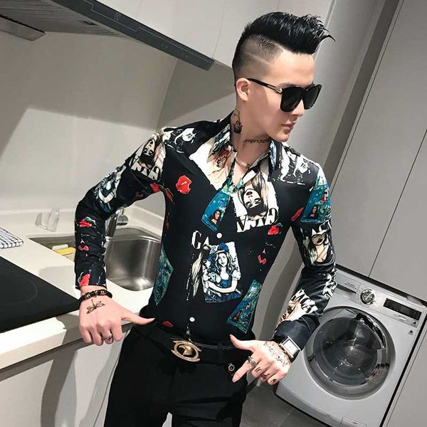 men shirt brand 2020 long sleeve shirt men streetwear casual slim fit pretty girl print mens shirts party tuxedo, White;black
men shirt brand 2020 long sleeve shirt men streetwear casual slim fit pretty girl print mens shirts party tuxedo, White;black