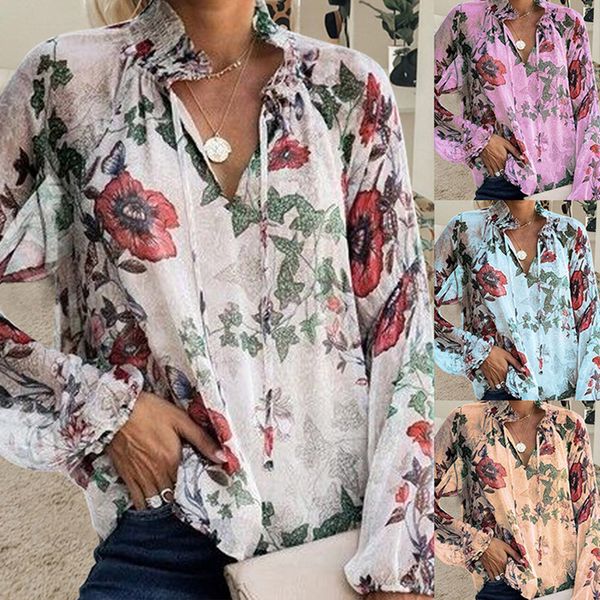 2019 floral women blouses casual v-neck long flare sleeve printed chiffon loose pullover blouse shirts cherry casual ladies, White
2019 floral women blouses casual v-neck long flare sleeve printed chiffon loose pullover blouse shirts cherry casual ladies, White