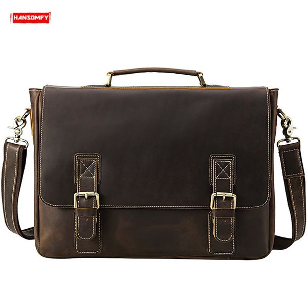 retro crazy horse leather men's briefcase first layer leather male handbags 16 inch lapbusiness shoulder crossbody bags 2019
retro crazy horse leather men's briefcase first layer leather male handbags 16 inch lapbusiness shoulder crossbody bags 2019