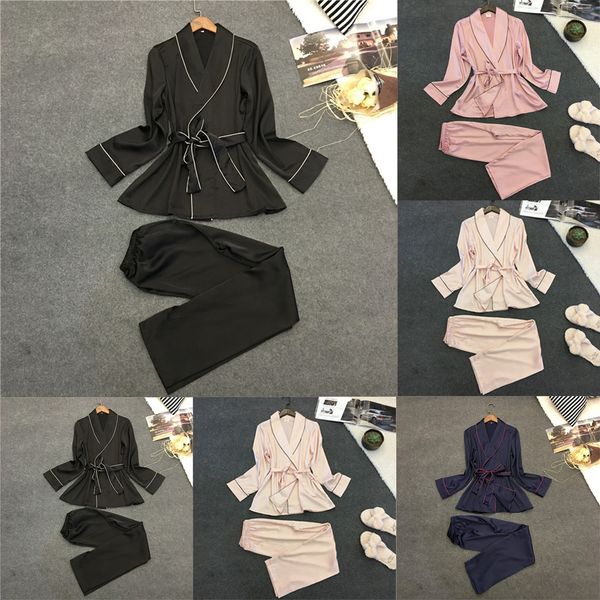 2019 summer new women fashion silk-like pajamas lapel leisure silk household clothing nightgown 2 piece set women, Blue;gray
2019 summer new women fashion silk-like pajamas lapel leisure silk household clothing nightgown 2 piece set women, Blue;gray