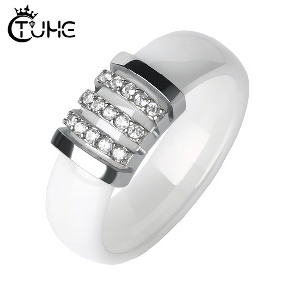 fashion black white unique rings women 6mm ceramic ring for women pave crystal comfort wedding rings engagement brand jewelry, Silver
fashion black white unique rings women 6mm ceramic ring for women pave crystal comfort wedding rings engagement brand jewelry, Silver