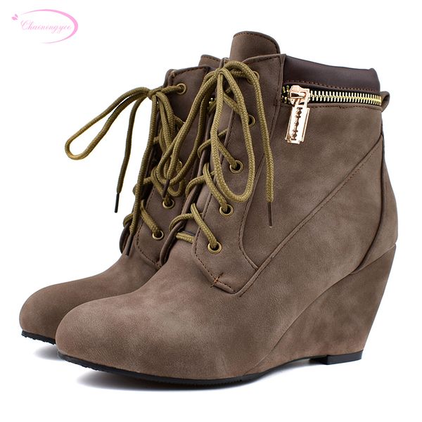 casual motorcycle boots round toe nubuck ankle boots fashion lace-up zipper black yellow brown high-heeled wedges women's shoes
casual motorcycle boots round toe nubuck ankle boots fashion lace-up zipper black yellow brown high-heeled wedges women's shoes