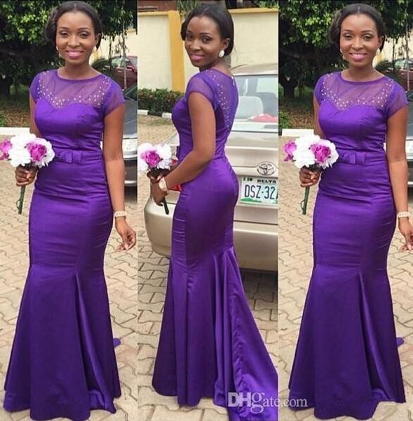 purple satin mermaid bridesmaid dresses with bow 2019 beaded long evening gowns sheer neck formal dress, White;pink
purple satin mermaid bridesmaid dresses with bow 2019 beaded long evening gowns sheer neck formal dress, White;pink