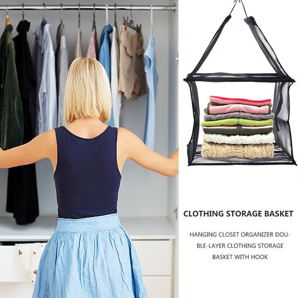 30x30cm hanging closet organizer double-layer clothing storage basket with hook for home storage supplies
30x30cm hanging closet organizer double-layer clothing storage basket with hook for home storage supplies